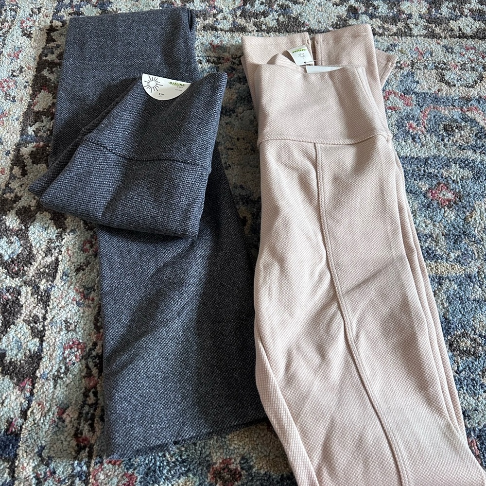 aerie Ribbed High-Rise Leggings — Charcoal & Light Beige/ Mimi leggings  $20 ea